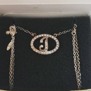 Avon vintage monogram rhinestone initial "J" necklace